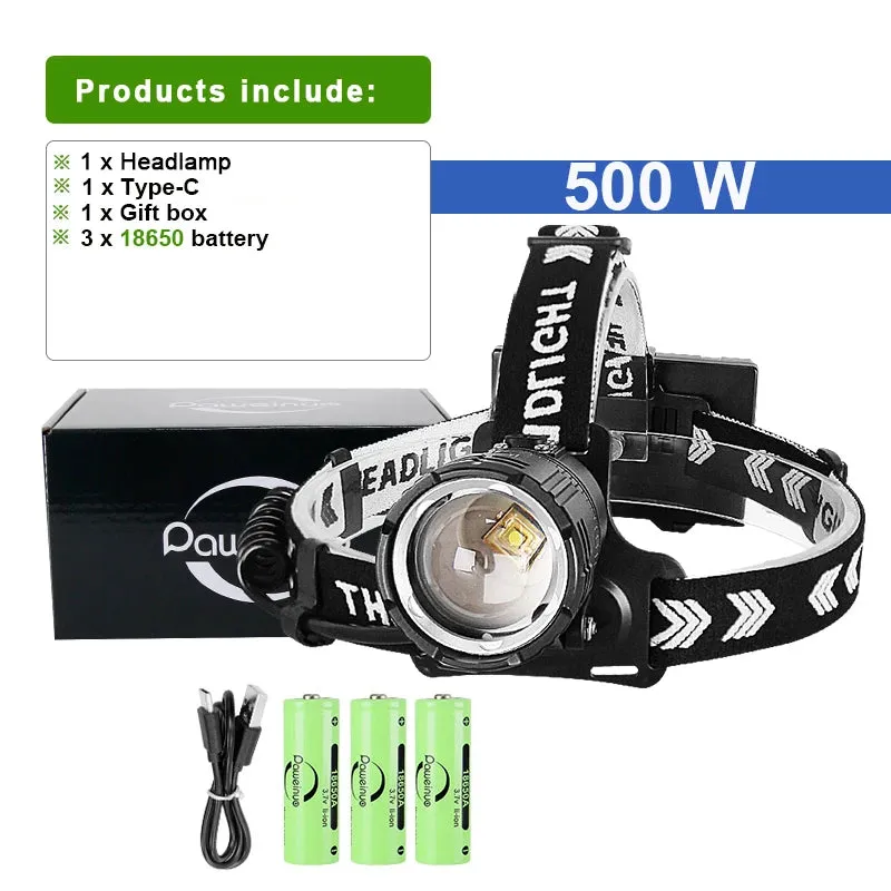 High Power Fishing Headlamp Rechargeable Light Headlight Camping Hiking Led Head Flashlights Can Be Used As A Power Bank