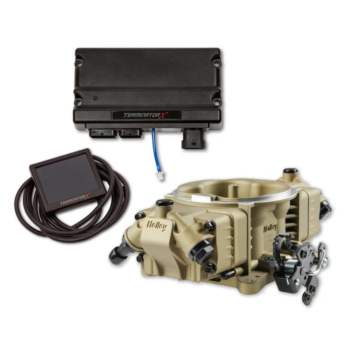 Holley EFI Terminator X Stealth Throttle Body Fuel Injection - Square Bore - Gold - GM LS-Series 550-1062