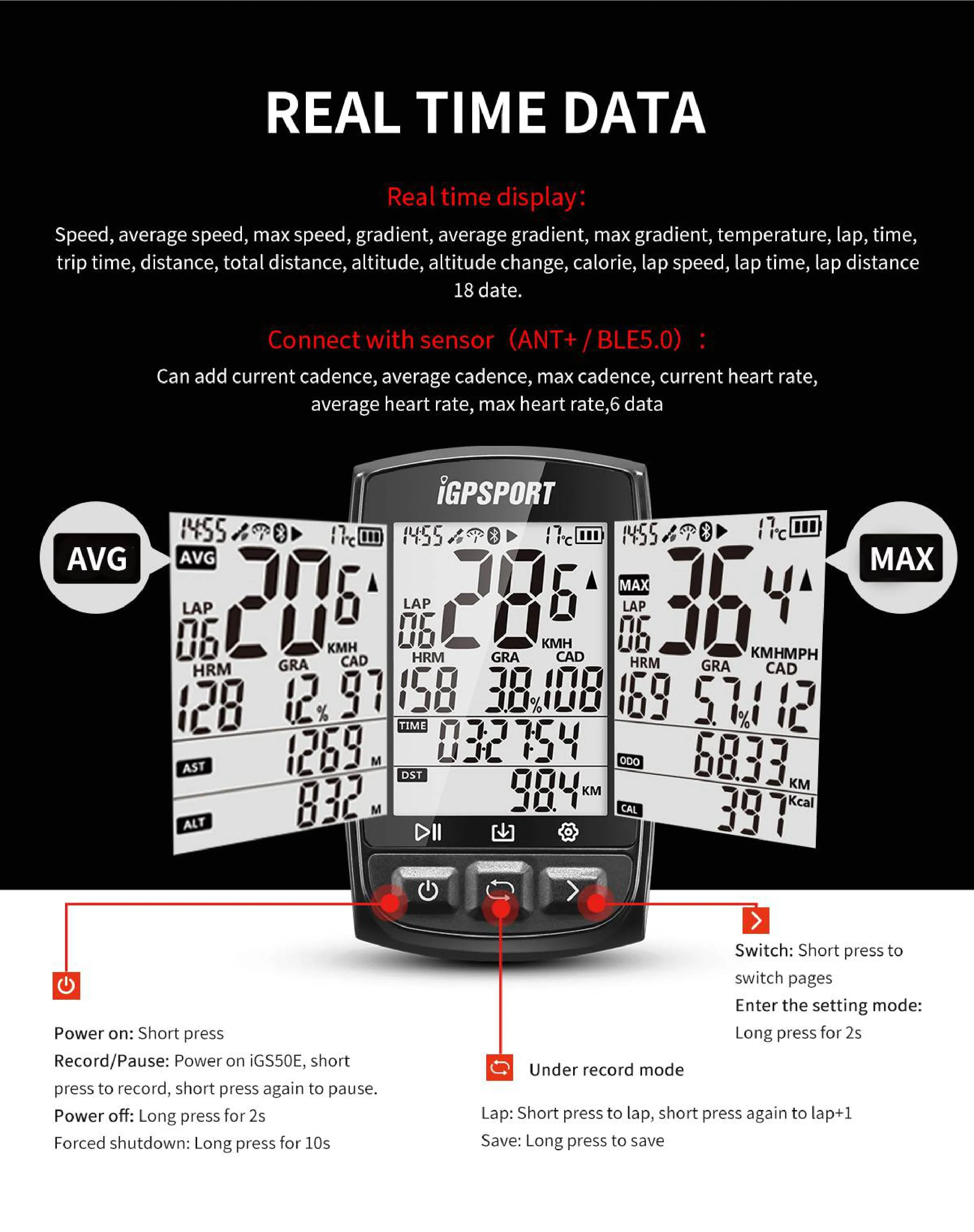 iGPSPORT iGS50S GPS Cycling Computer (IGS50S)