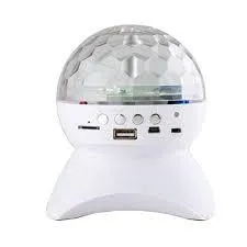 LED Crystal Magic Ball Rotating Stage Light with Bluetooth Speaker - White