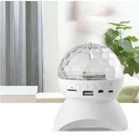 LED Crystal Magic Ball Rotating Stage Light with Bluetooth Speaker - White