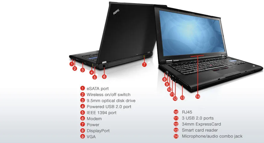 Lenovo ThinkPad T410 Laptop 14.1" Wide, Intel Core i5-520M @ 2.4Ghz | 8GB RAM | 320GB HDD | Webcam, DVDRW, Wireless AGN, 1Gbe Network  | Windows 10 Pro x64 | Certified Refurbished