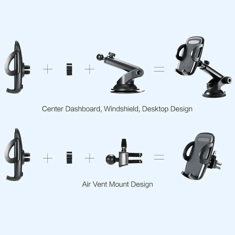 Long Telescopic Arm Universal Sticky Suction Mount - Black