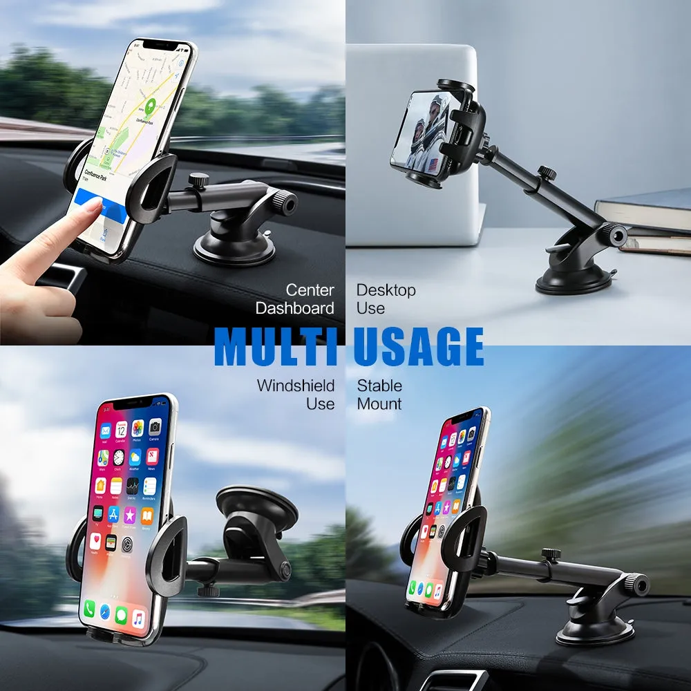 Long Telescopic Arm Universal Sticky Suction Mount - Black