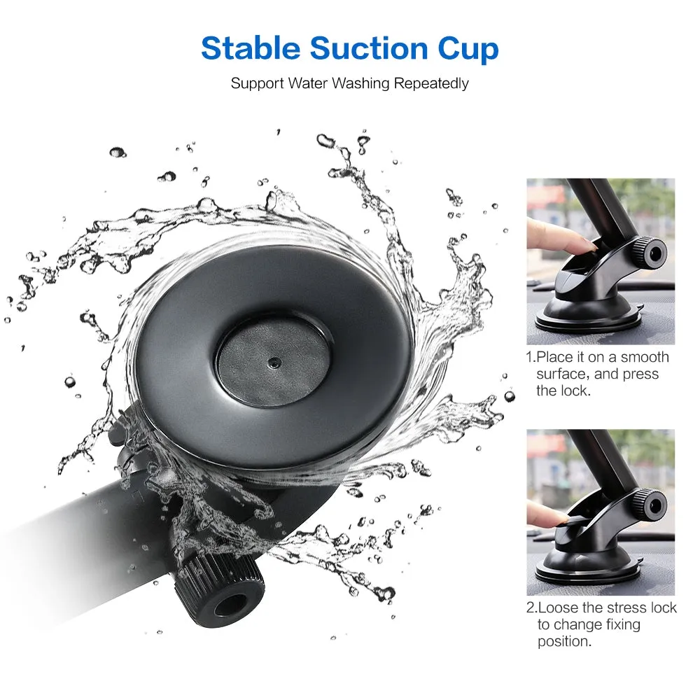 Long Telescopic Arm Universal Sticky Suction Mount - Black
