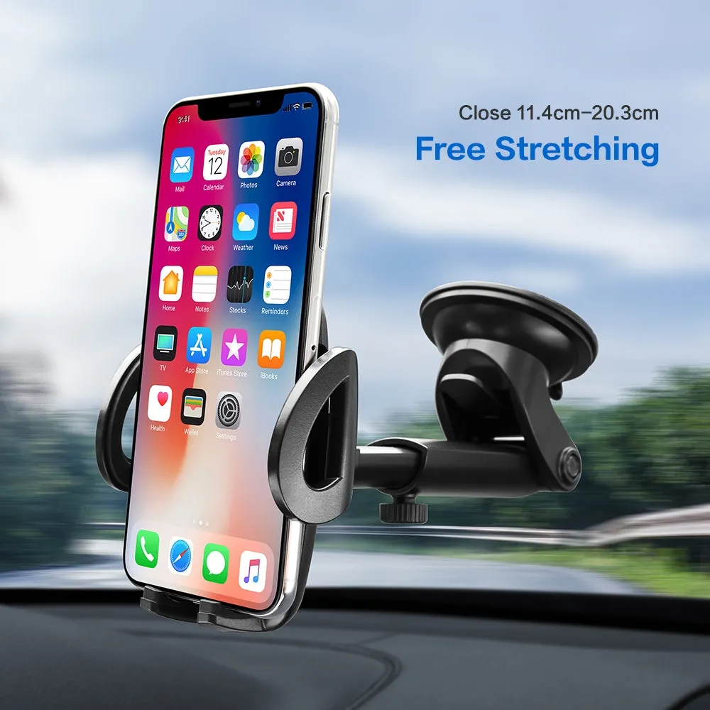 Long Telescopic Arm Universal Sticky Suction Mount - Black