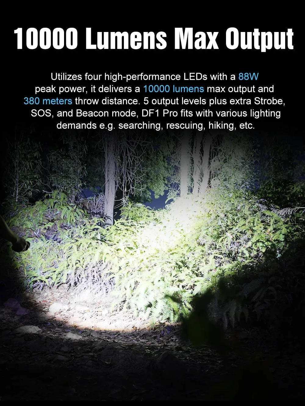 Lumintop DF1 PRO Long Run-Time 10,000 Lumen Rechargeable LED Flashlight 1 * 33140 Battery Included