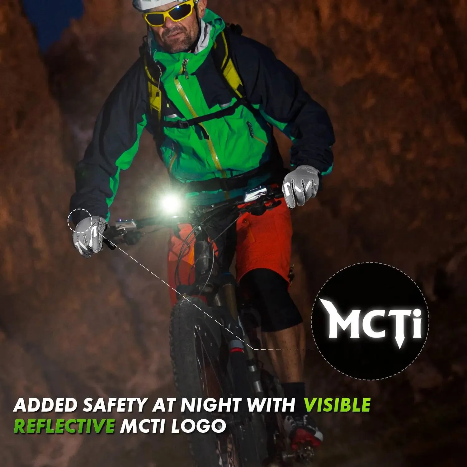 MCTi Winter Gloves Touchscreen Warm Fleece Lining Goatskin Leather Palm for Men Women Running Cycling