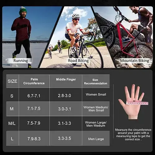 MCTi Winter Gloves Touchscreen Warm Fleece Lining Goatskin Leather Palm for Men Women Running Cycling