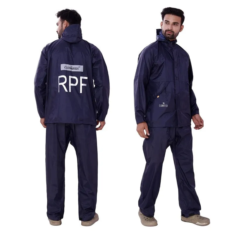 Men Raincoat - Waterproof Nylon with Adjustable Hood | Top & Bottom Set | Navy Blue | Size: Large
