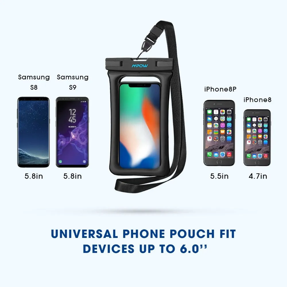 Mpow IPX8 Waterproof Bag Case Universal 6.5 inch Mobile Phone Bag Swim Case Take Photo Under water For iPhone Xs Samsung Huawei