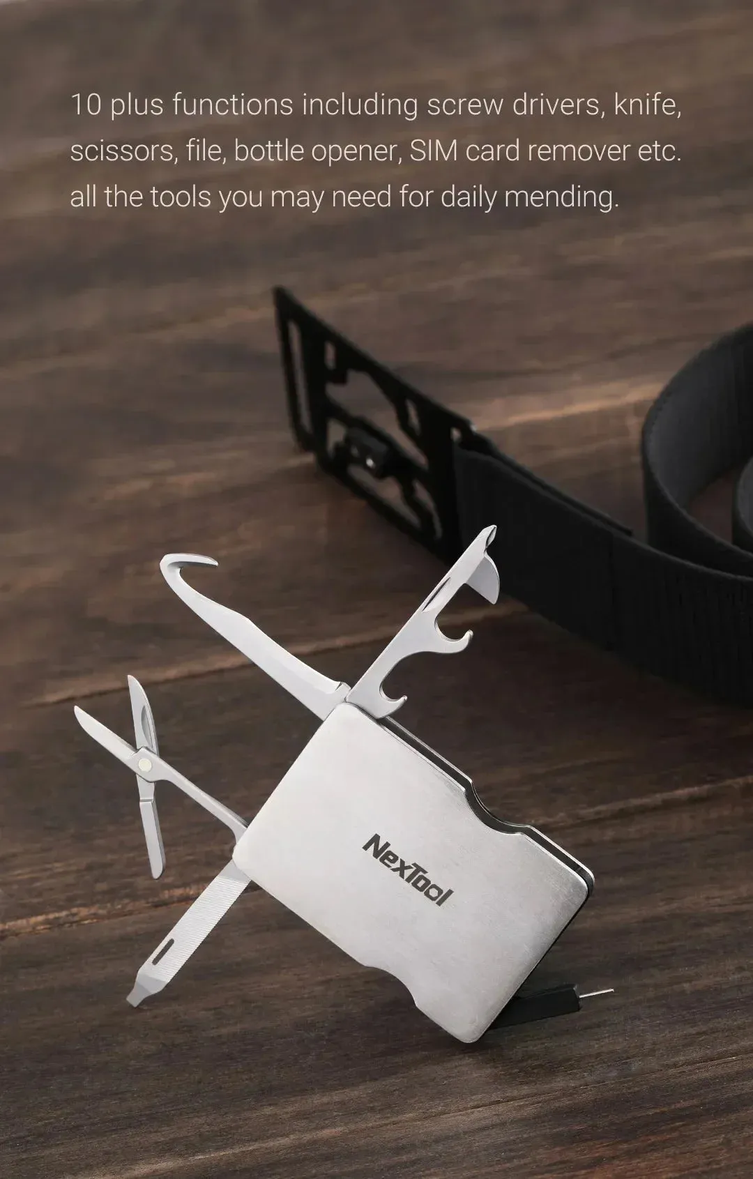 NexTool Outdoor Multi Functional Men Waist Belt Buckle Repair Tool Screwdrivers Scissors File Bottle Opener SIM Card Pin Remover