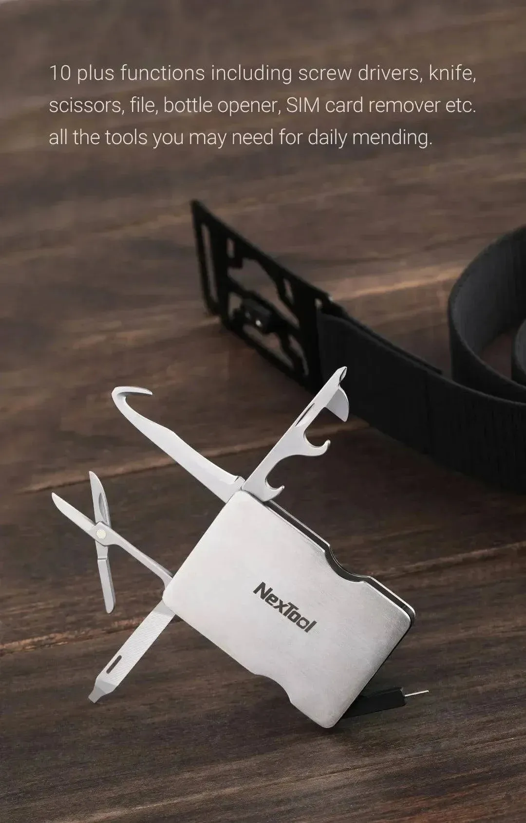 NexTool Outdoor Multi Functional Men Waist Belt Buckle Repair Tool Screwdrivers Scissors File Bottle Opener SIM Card Pin Remover