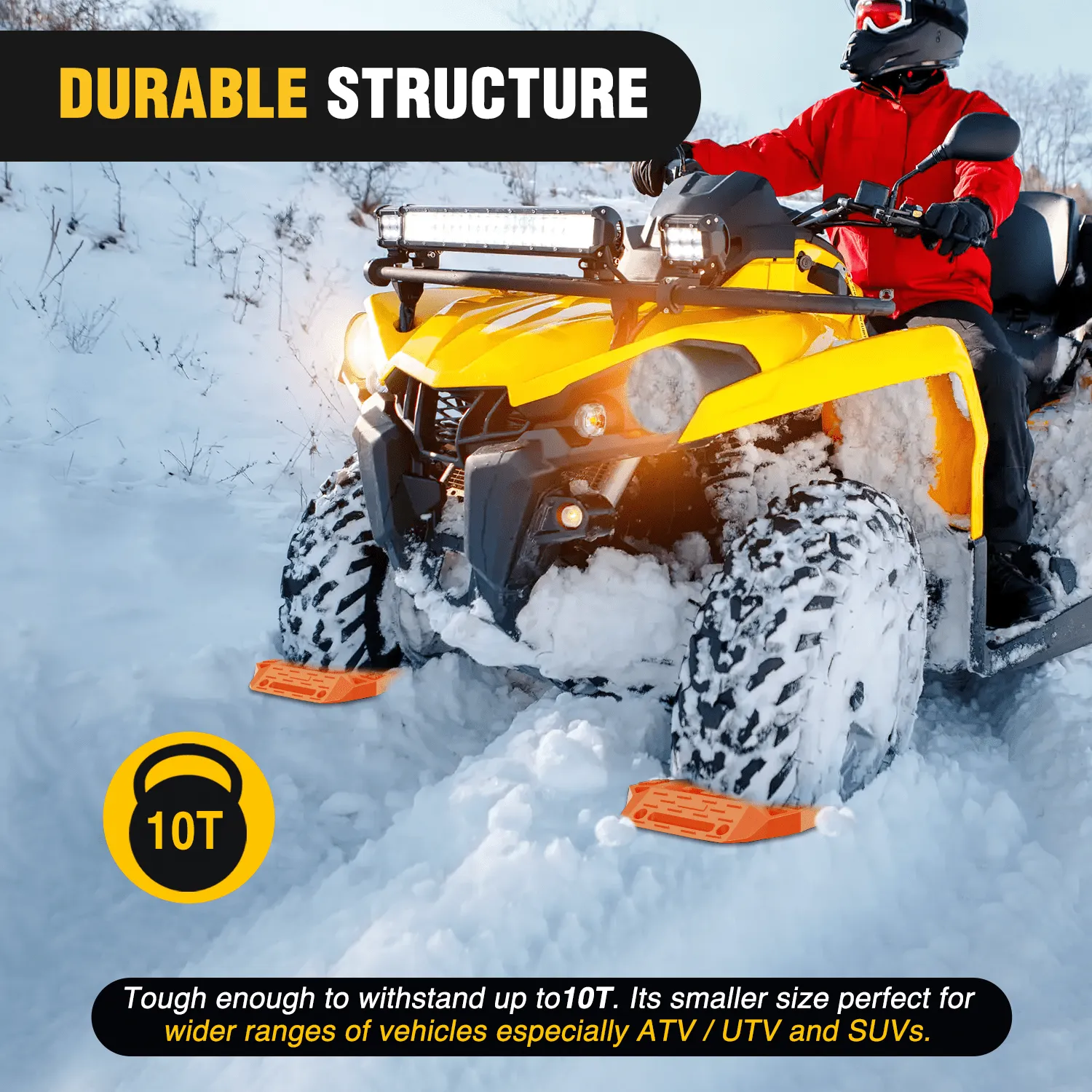 Off-Road Mini Short Recovery Traction Boards For 4WD 4X4 (2PCS Orange)