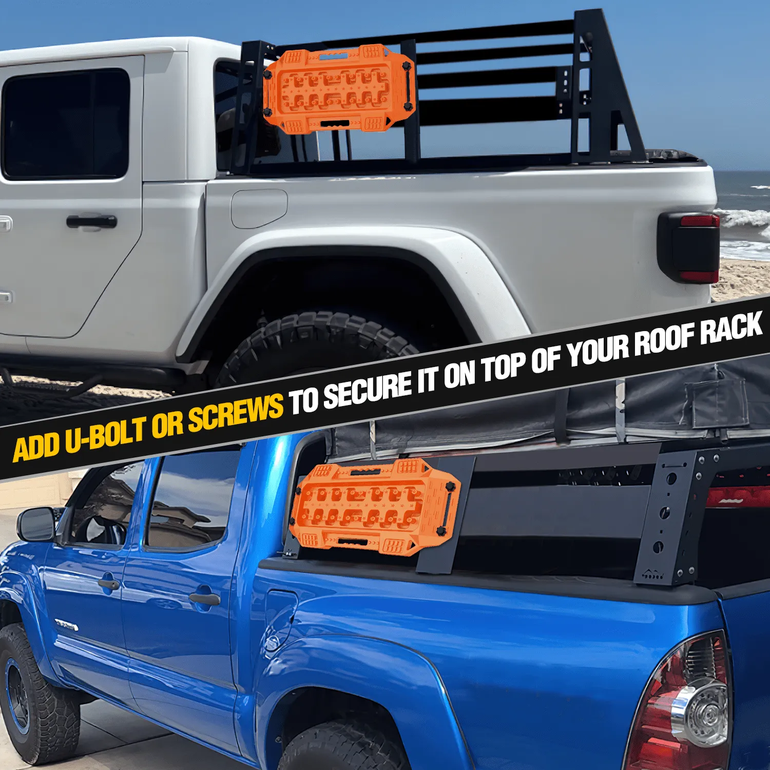 Off-Road Mini Short Recovery Traction Boards For 4WD 4X4 (2PCS Orange)