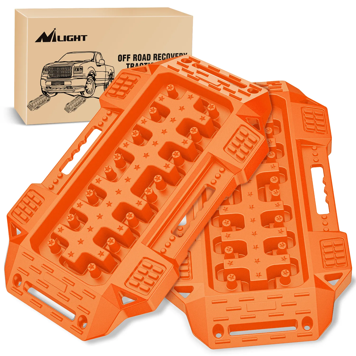 Off-Road Mini Short Recovery Traction Boards For 4WD 4X4 (2PCS Orange)