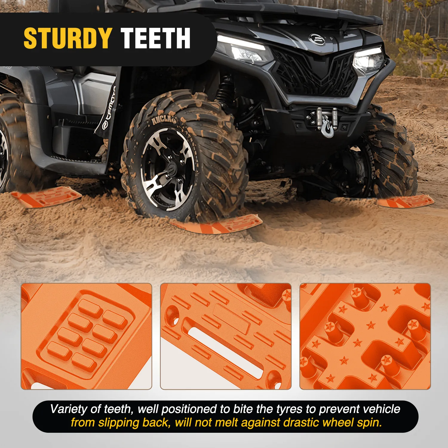 Off-Road Mini Short Recovery Traction Boards For 4WD 4X4 (2PCS Orange)