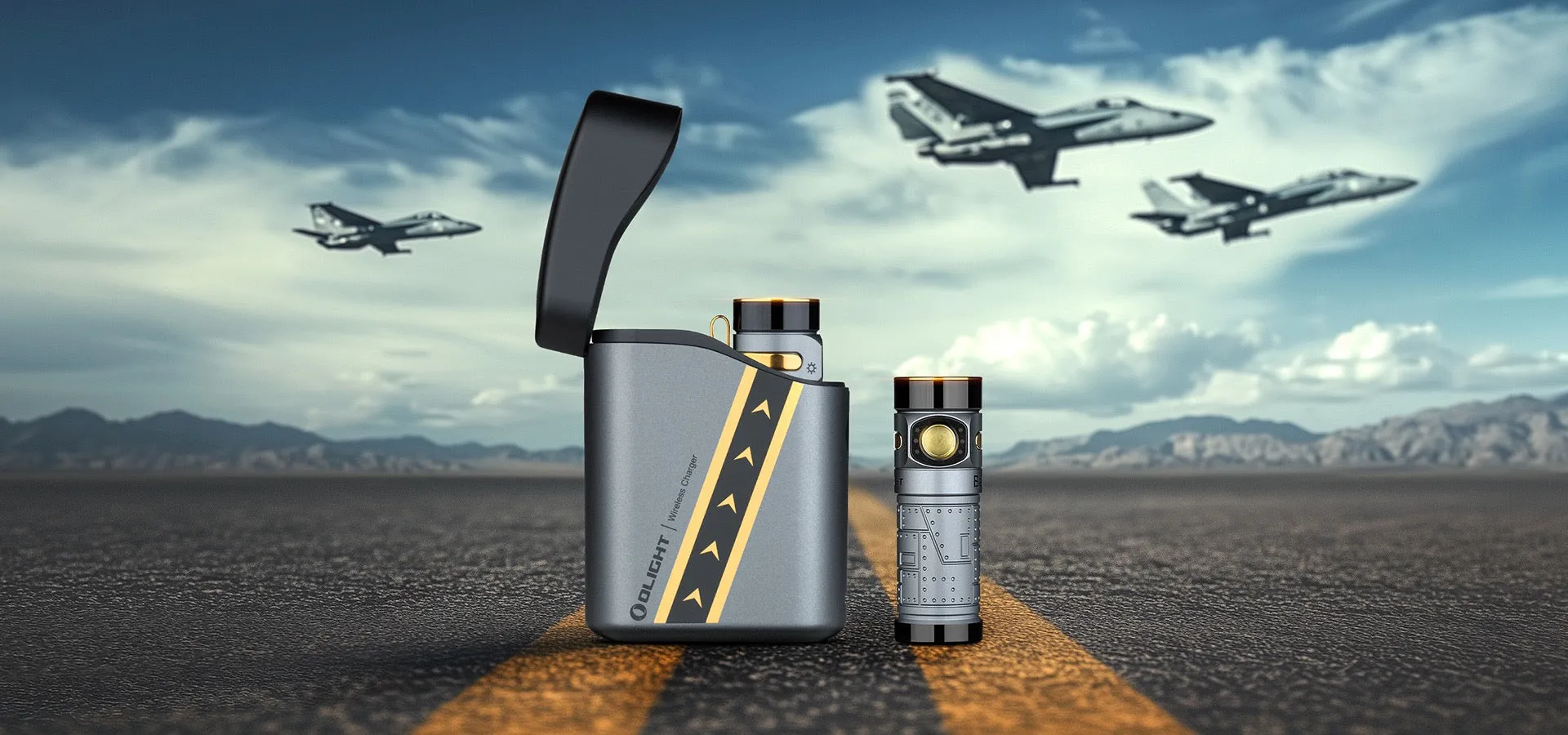 Olight Baton 4 Premium 1300 Lumen Rechargeable EDC Flashlight w/ Charging Case - Fighter Pilot