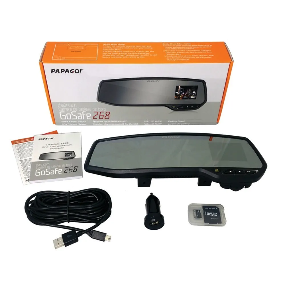 Papago GS2688G GoSafe 268 Full HD Dash Cam Mirror with 8GB microSD(TM) Card