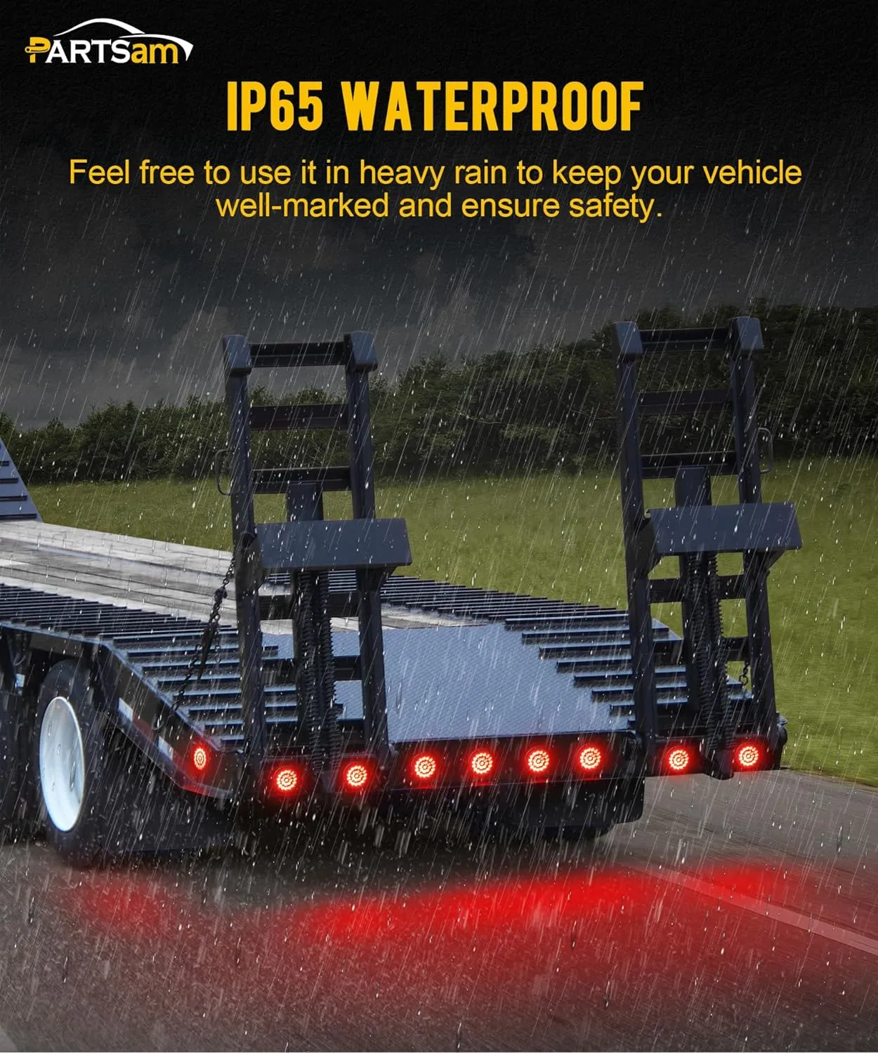 Partsam 10x 4 Round Led Trailer Tail Lights Red 24LEDs Flange Mount Sealed Chrome LED Stop Turn Tail Lights Marker Clearance Brake Running Taillights Hardwired Waterproof for RV Trucks 12V DC