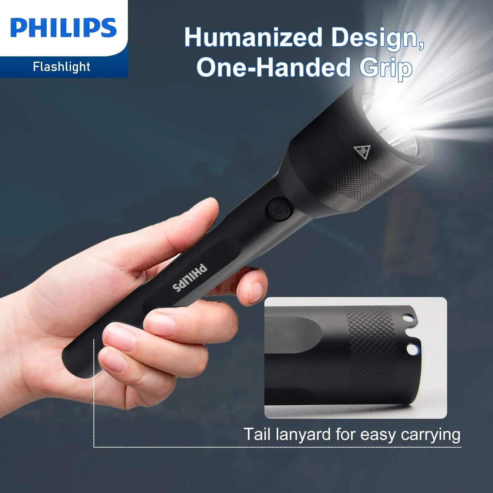 Philips SFL3602R Rechargeable LED Flashlight 1000 Lumens (Black)
