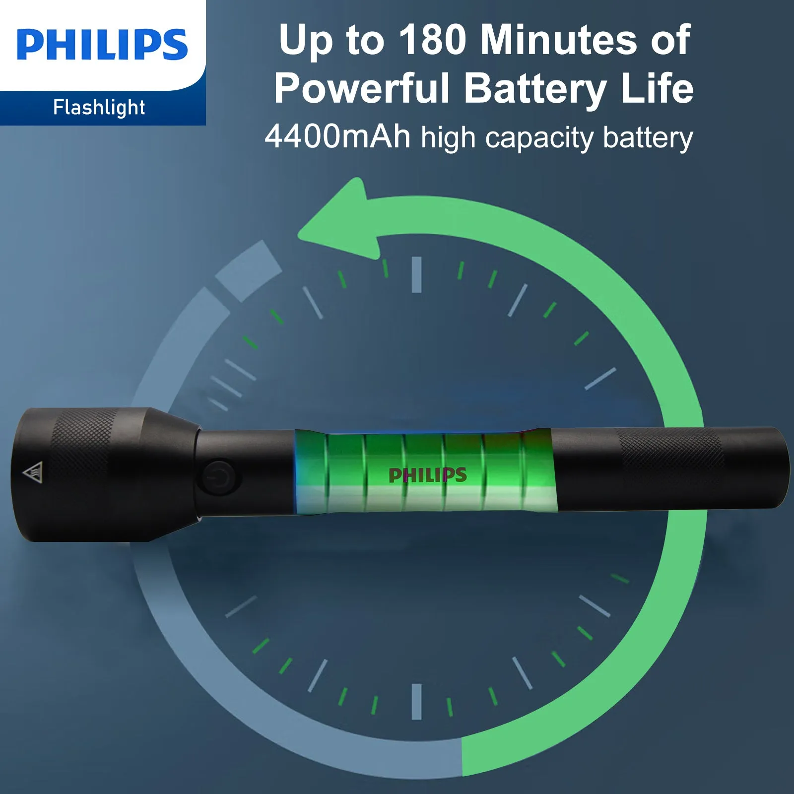 Philips SFL3602R Rechargeable LED Flashlight 1000 Lumens (Black)