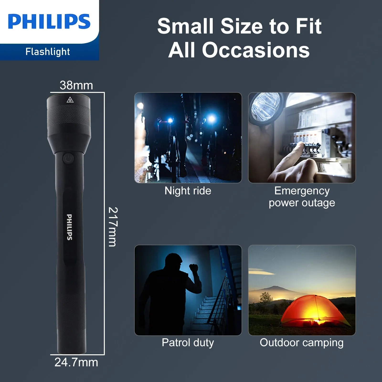Philips SFL3602R Rechargeable LED Flashlight 1000 Lumens (Black)