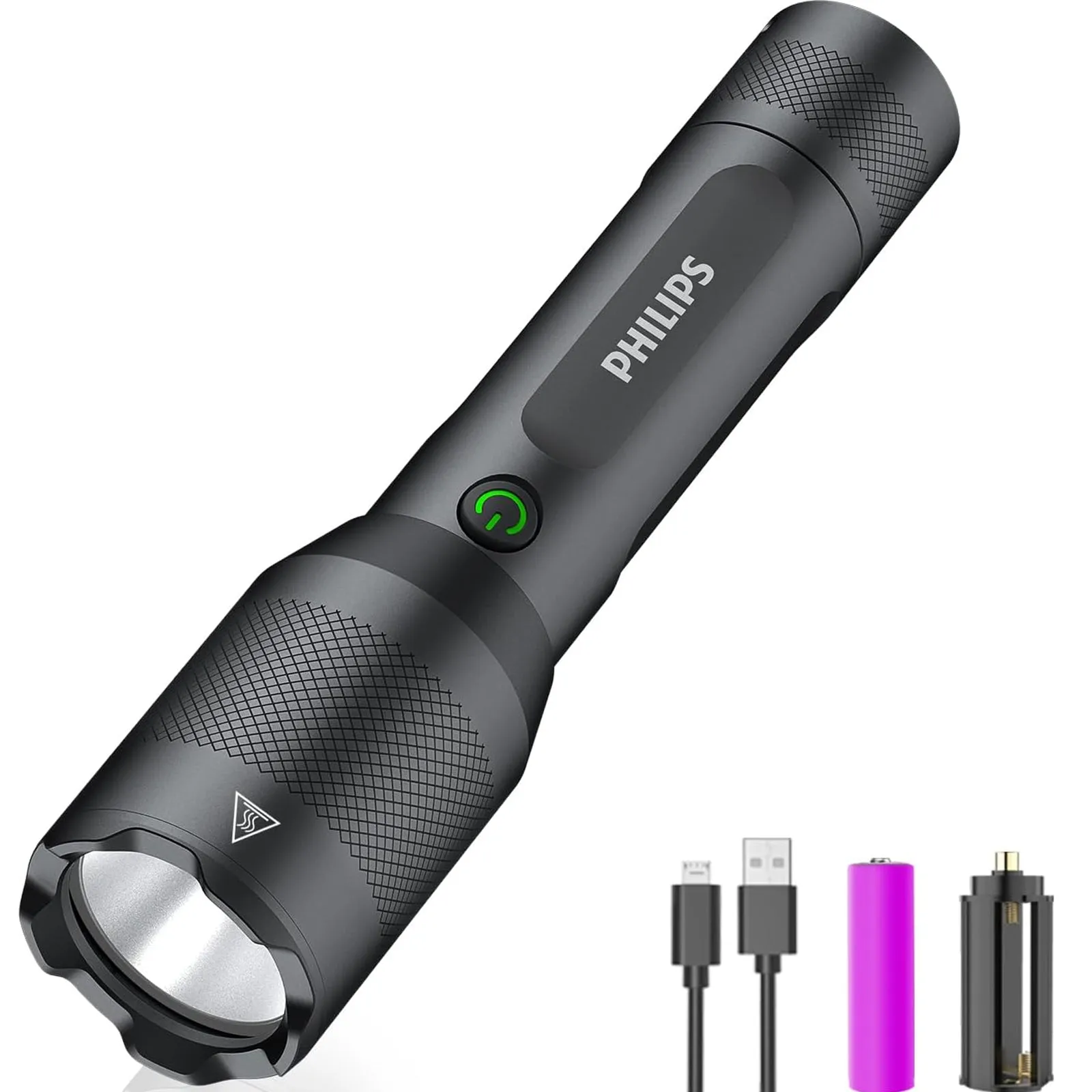 Philips SFL5805R Rechargeable LED Flashlight 1200 Lumens (Black)