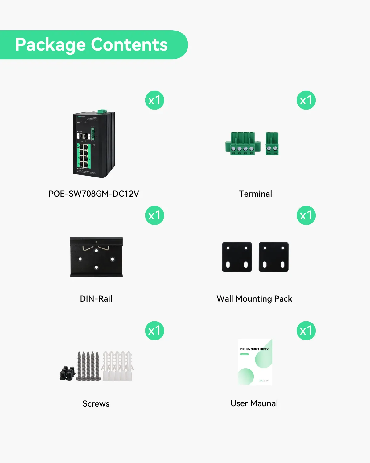(POE-SW708GM-DC12V) Industrial 8 Ports Full Gigabit Managed POE Switch with DC12~57V Input