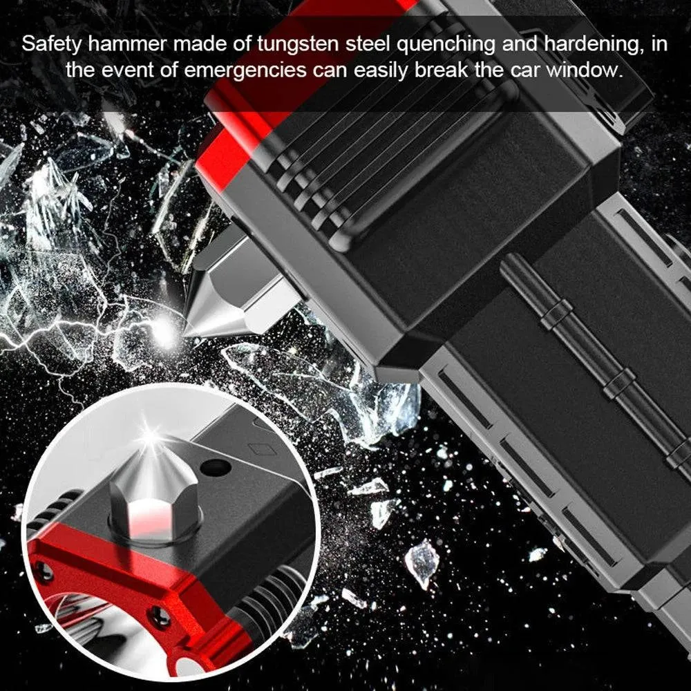 Portable LED Flashlight Multifunctional Work Light Power Bank Emergencies Safety Hammer Waterproof for Car Adventure Inspection