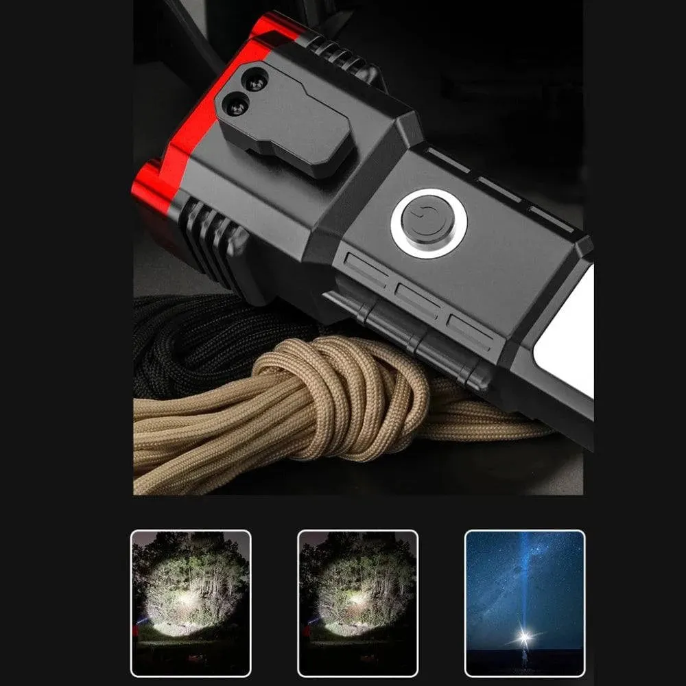 Portable LED Flashlight Multifunctional Work Light Power Bank Emergencies Safety Hammer Waterproof for Car Adventure Inspection