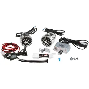 PYLE PLMCA31BT 400-Watt Mounted Motorcycle/ATV/Snowmobile Amp & Weatherproof Dual-Handlebar Speakers with Bluetooth(R)