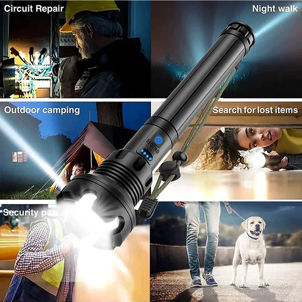 "Illuminate Your World: 90000 Lumens XHP90 LED Tactical Flashlight - Power & Precision"