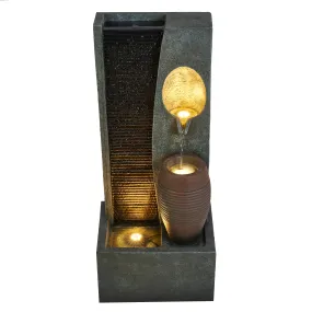 Rainfall Vase Fountain W/3 Ww Leds