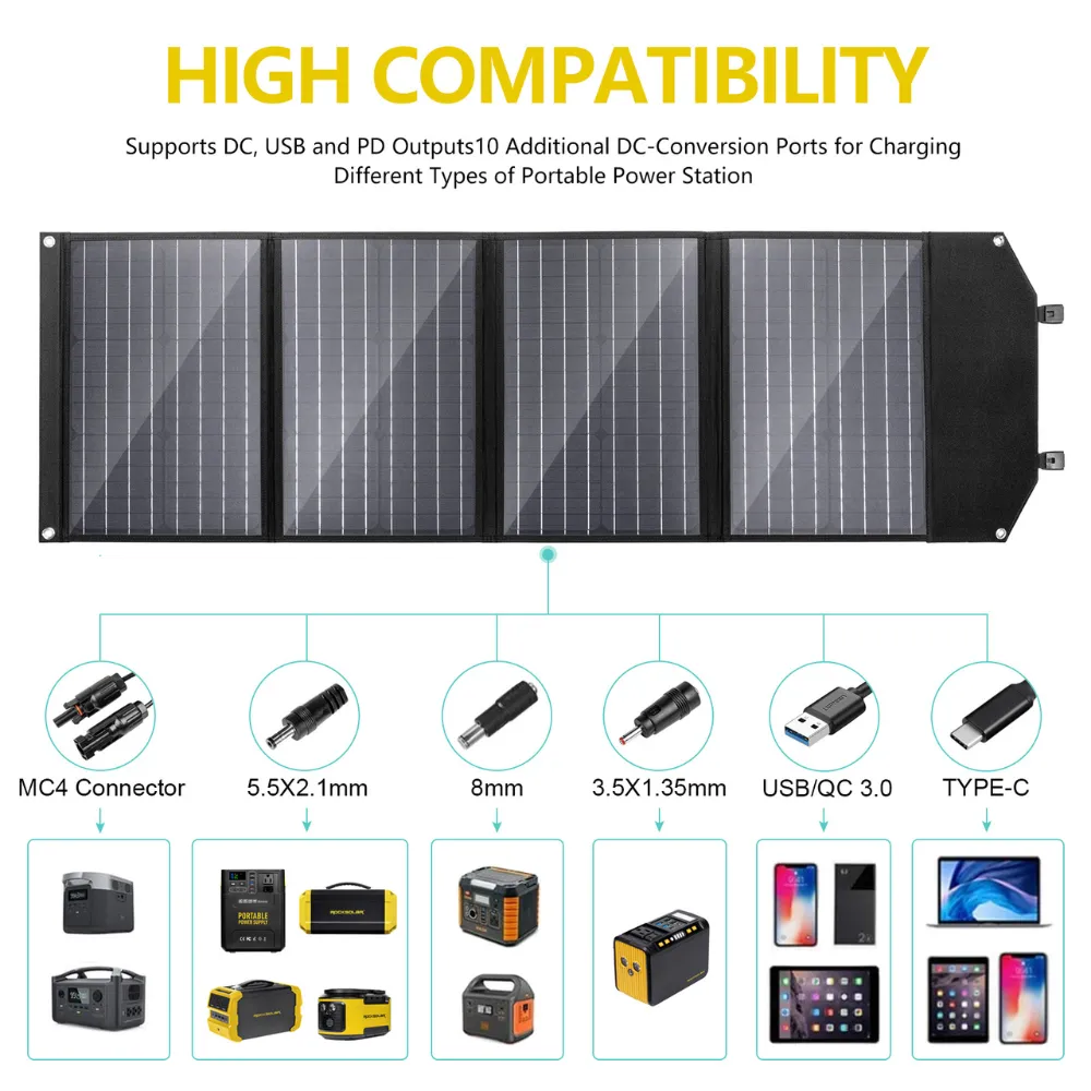 ROCKSOLAR 100W 12V Foldable Solar Panel - Portable USB Solar Battery Charger