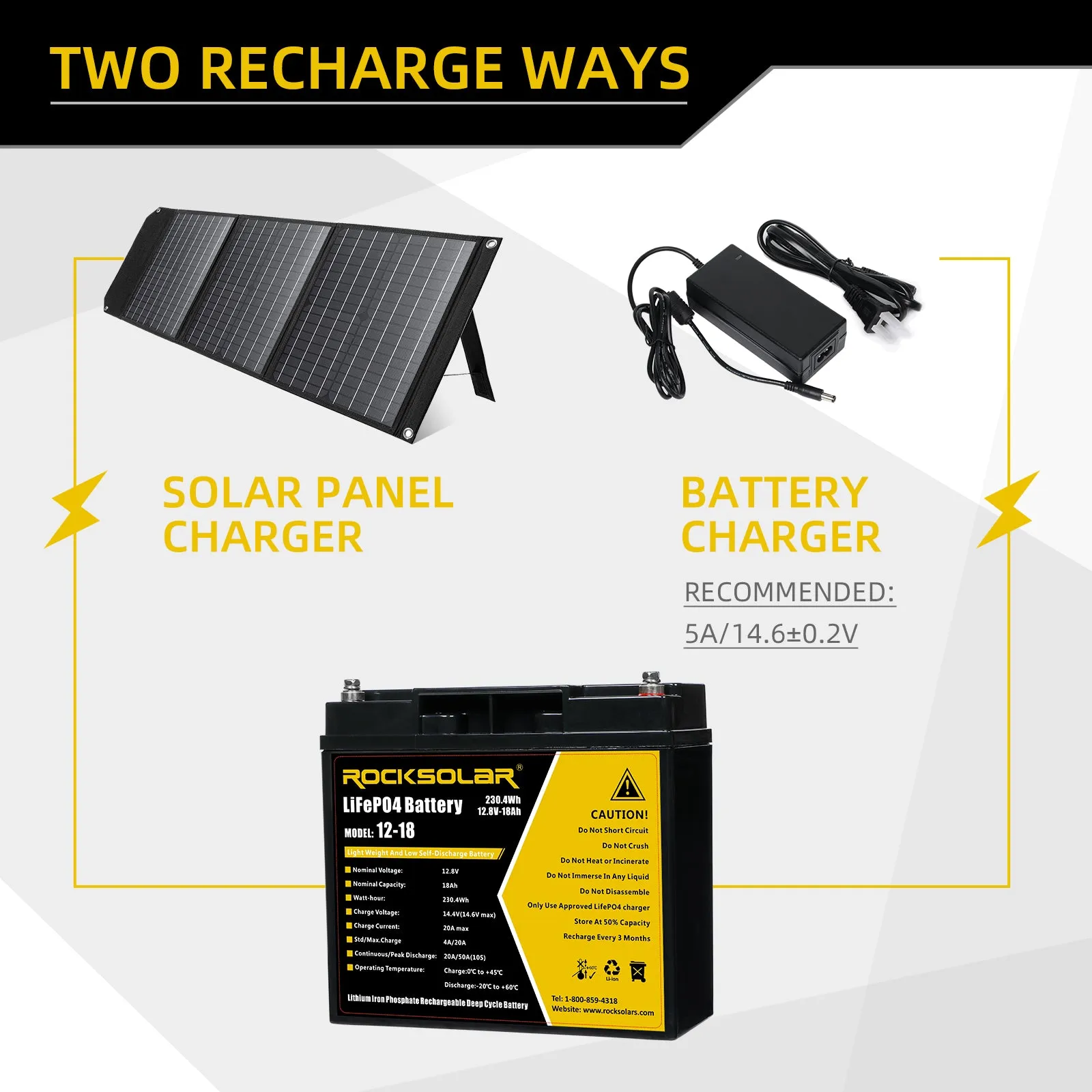 ROCKSOLAR 12V 18Ah Deep Cycle Lithium Battery (LIFEPO4)