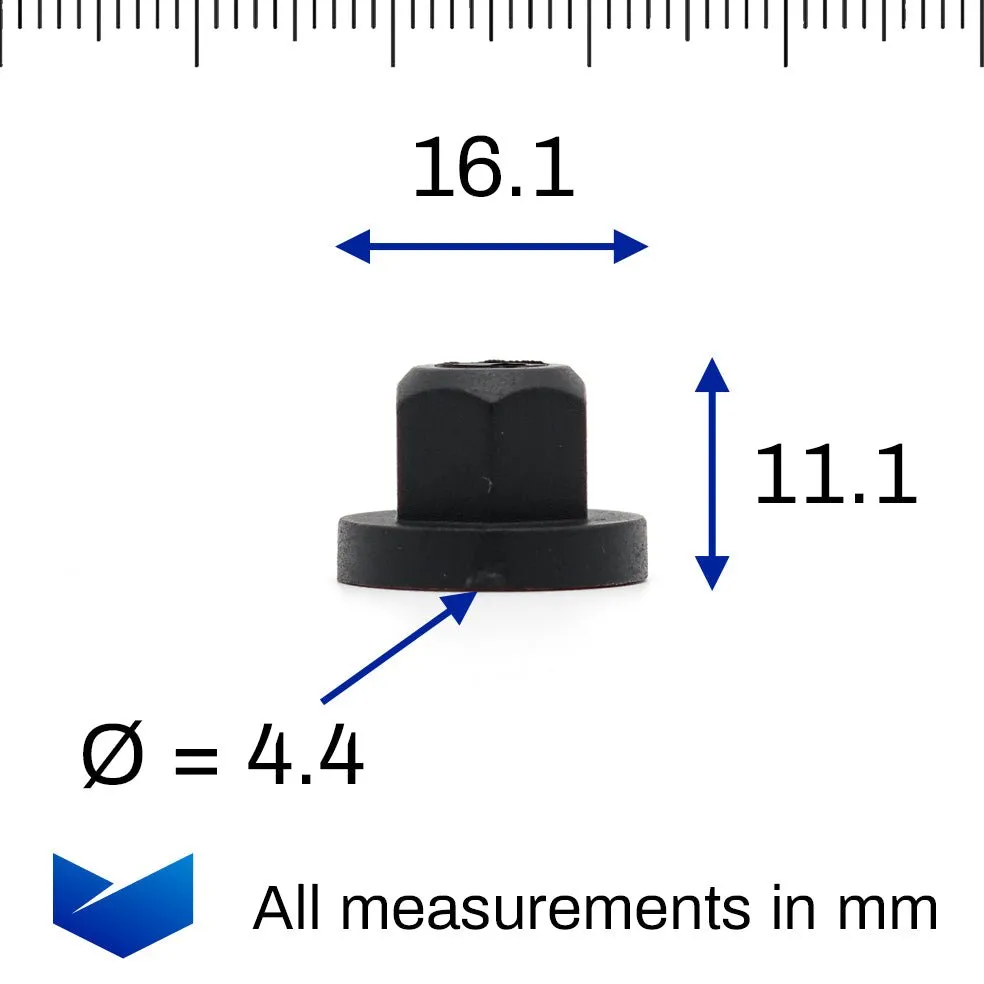 Unthreaded Plastic Nuts for Trim Panels, Carpets & Sensor Mounts- Saab 12783500